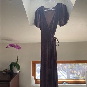 Baltic Born Dark Plum Velvet Wrap Maxi Dress xs